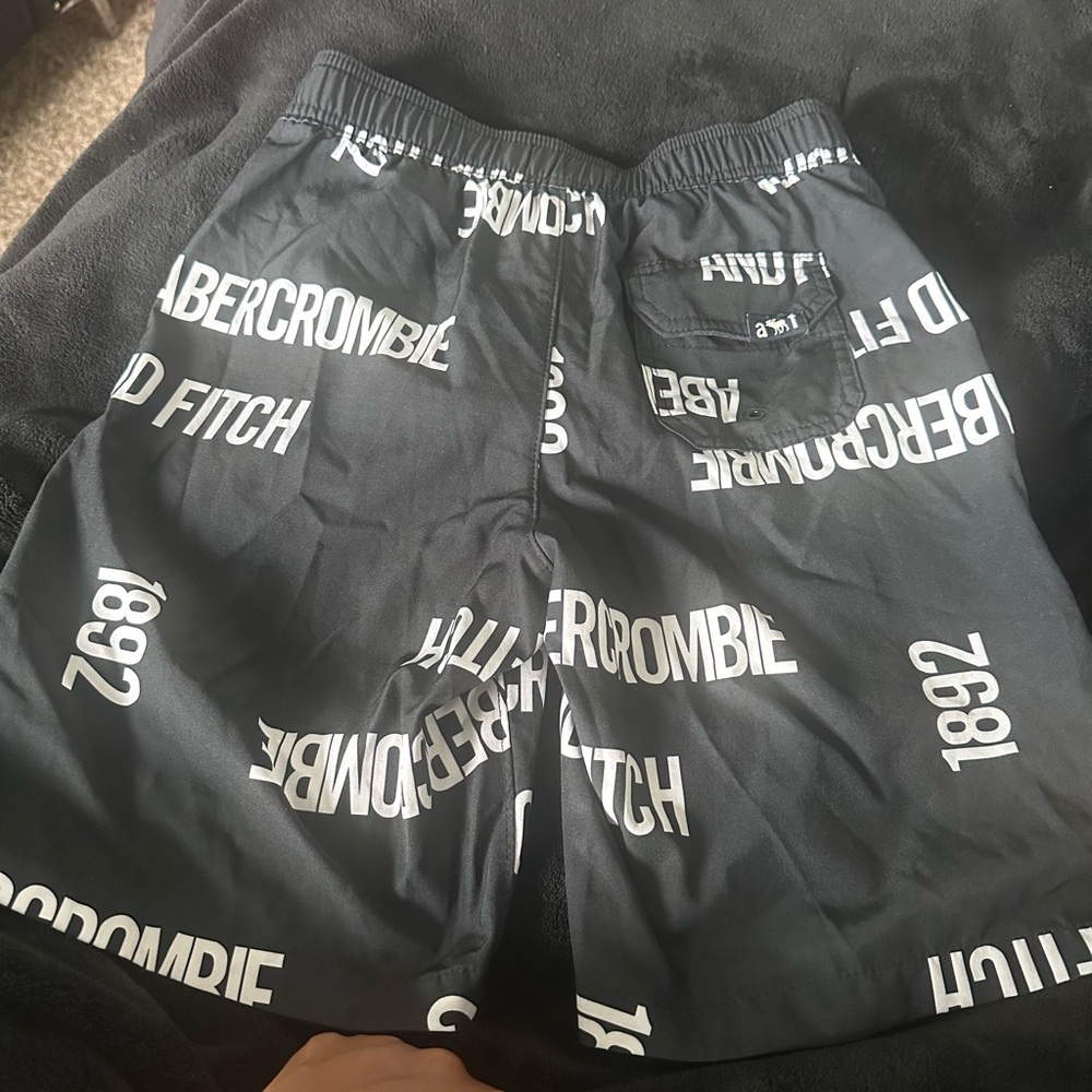 Abercrombie Kids Black Athletic Shorts Graphic Design